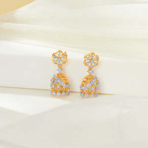 ต่างหูเพชรทรงจัมก้าประดับทองคำแบบหรูหราสำหรับผู้หญิง - Product Image 1