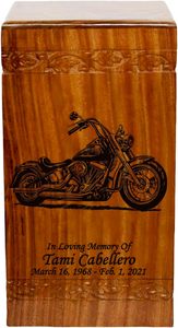 Wooden Cremation <b>Urn</b> <b>Large</b> Size Human Funeral <b>Urn</b> with Personalization (Motorcycle) - Product Image 4
