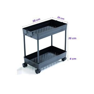 Carrito de Almacenamiento Plegable de Plástico de Doble Nivel, Ecológico y Hermético, con Ruedas, para Organización de Artículos de Limpieza de Cocina - Product Image 4