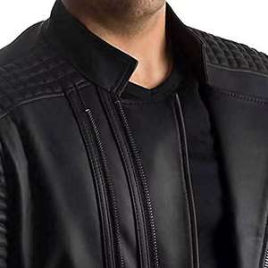 Chaqueta Bomber de cuero marrón genuino 100% con tela de lona y logotipo frontal para hombre cálido de invierno - Product Image 6