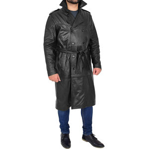 Quantité minimale de commande bas fabriqué en usine manteau en cuir surdimensionné pour hommes 100% haut de haute qualité couleur unie hommes vêtements d'hiver Long manteau - Product Image 3