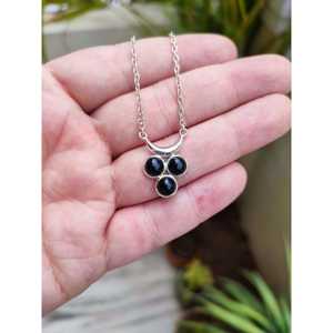 Handmade 925 Solid <b>Sterling</b> <b>Silver</b> Pendant <b>Locket</b> Chain <b>Necklace</b> with Black Onyx Boho Style Moon Shape Women's Gift - Product Image 5