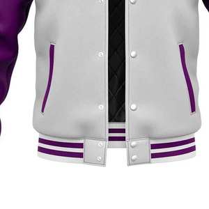 Veste universitaire en laine de haute qualité avec manches en cuir véritable, logo personnalisé, fabricant de vestes de sport scolaires au Pakistan - Product Image 5