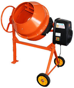 Bétonnière portable orange sur roues avec moteur pour chantier de construction - Product Image 4