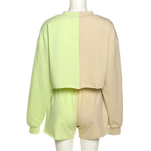 Ensemble de survêtement imprimé à capuche pour femme, manches longues, short à taille basse, style streetwear décontracté, surpiqûres contrastées 2026 - Product Image 6