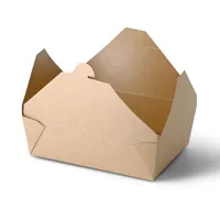 Contenants alimentaires en carton brun de 1500 ml, hermétiques, empilables, grands cartons à lunch - 200 pcs/carton