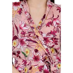 Handmade Women's Floral Print Silk Blend <b>Kimono</b> Robe Elegant Bathrobe with Drawstring Closure <b>Plus</b> <b>Size</b> Soft Woven Fabric ODM - Product Image 2