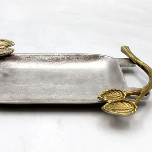 Bandeja Botánica con Asas de Hojas | Plato Rústico Glam - Product Image 1