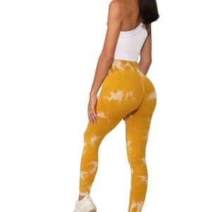 Nuevo secado rápido Color sólido Cintura alta Absorbe el sudor Gimnasio Nylon Fitness Tight Sports Rib-Knit Yoga Leggings para mujeres - Product Image 3