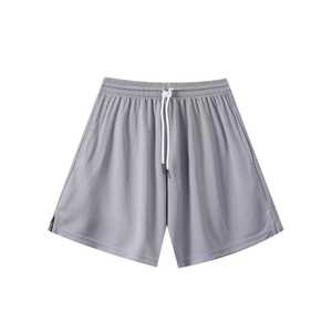 Shorts de sport mi-taille pour hommes, personnalisables avec broderie, style urbain décontracté, poches, 100% polyester, toile gris fumé, séchage rapide - Product Image 6