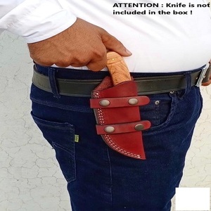 Étui à couteau en cuir véritable sur mesure, lame fixe, bushcraft, chasse, survie, OEM, transport horizontal - Product Image 3