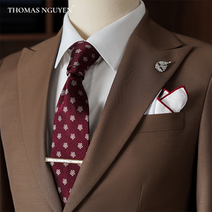 Corbata de seda de morera para hombre de alta calidad-Tejido Pure Silk Red CS8DOHS1 | Colección Tinh Vu | Vietnam - Product Image 5