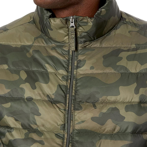Veste matelassée légère camouflage pour homme, veste d'hiver pliable, col montant, fermeture éclair, chaude, coupe-vent, vêtements d'extérieur, camouflage vert - Product Image 3