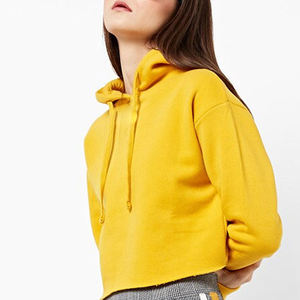 Haut à capuche court en couleur unie, nouvelle mode, fabriqué en usine, meilleur prix, style unique, taille plus, hauts à capuche courts pour femmes - Product Image 4