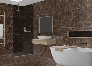 MARRON EMPERADOR Carreaux muraux de cuisine en mosaïque émaillée moderne 600x1200mm Porcelaine antidérapante haute brillance Europe Made Wood Marble Style - Product Image 3