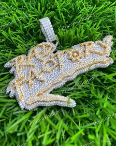 2025 Arrival D Color VVS Clarity Cut Moissanite Claw Setting Sterling Silver Yellow Gold Plated RAD Factory Hip Hop Pendant - Product Image 4