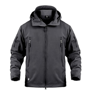 Chaqueta de concha suave de trabajo desmontable con capucha de invierno de fábrica para hombres y mujeres Material de poliéster/nailon a prueba de viento - Product Image 6