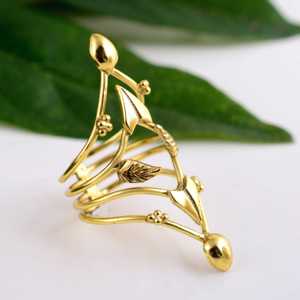 2026 Latest Boho Leaf Armor <b>Ring</b> Tribal Brass <b>Rings</b> for Women 18k Gold Plated Floral Swirl <b>Statement</b> <b>Ring</b> for Wholesale/OEM/ODM - Product Image 1