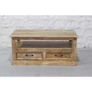 Châu Âu cổ điển phong cách rắn xoài gỗ mộc mạc <span class=keywords><strong>TV</strong></span> đứng với 2 ngăn kéo lưu trữ không gian kệ - Product Image 3