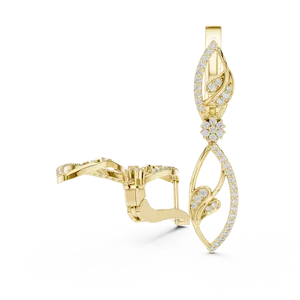 Fancy Round Moissanite Gold Plated Earrings with Two <b>Drop</b> Design IGI Certified for Wedding Anniversary & Party Gifts - Product Image 3