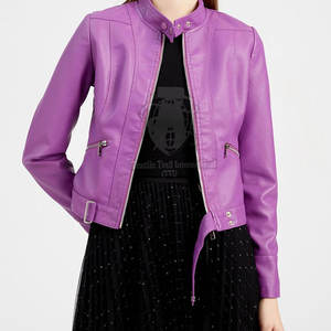 Chaqueta de Cuero Genuino para Mujer, Otoño Invierno, Cuello Alto, Logotipo Frontal, Tejido Transpirable, Mejor Calidad, Superventas, Precio Bajo - Product Image 5