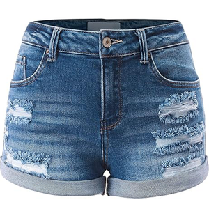 Trendy Men <b>Elastic</b> <b>Waist</b> <b>Denim</b> <b>Shorts</b> Hot Selling Custom Logo Baggy Casual Streetwear for Men and Unisex - Product Image 1