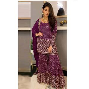 أنيق أحدث ملابس زفاف الثقيلة فو جورجيت احباط مرآة العمل السلوار Kameez نوع شرارة دعوى اللباس الباكستاني للنساء