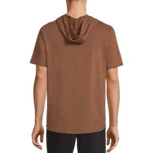 T-shirt à capuche pour homme, coupe classique, couleur unie, coton, décontracté, été, manches courtes, tricoté, respirant - Product Image 3