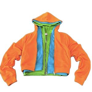 เสื้อมีฮู้ดผ้าฝ้ายเทอร์รี่สำหรับผู้ชายเสื้อมีฮู้ดซักได้ทั้งชายและหญิงแบบวินเทจผ้าหนาสองชั้นแบบรูดซิป - Product Image 6