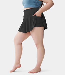 Falda de cintura alta activa para mujer de talla grande con bolsillo seguro pantalones cortos incorporados para yoga, ropa deportiva de golf para comodidad y estilo para hombres - Product Image 1