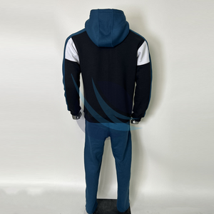 Ensemble de survêtement pour homme tendance, deux pièces, sweat-shirt et pantalon, coupe ajustée décontractée, survêtement en molleton avec panneau contrasté OEM pour le streetwear - Product Image 5