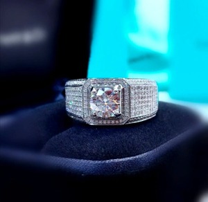 แหวนเพชรมอยส์ซอไนต์น้ำแข็งขนาดใหญ่แหวนเพชรฮิปฮอปเงินแท้สำหรับนักแสดงได้รับการรับรองจากผู้ผลิต - Product Image 4