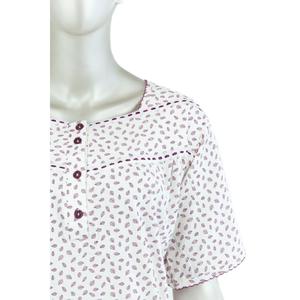 Camicia da notte da donna con motivo a foglia Plus Size e collo quadrato in puro cotone 100%