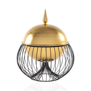 Premium Wire Base Food Serving Round Chafing Dish with Golden <b>Lid</b>, Decorative and Functional Serving Dish for Buffets & Dining - Product Image 6