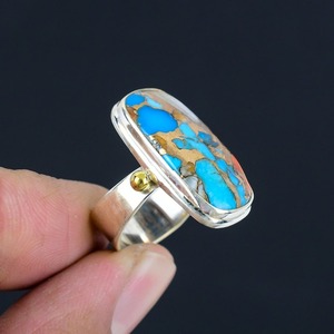 Bague classique de style bohème en argent sterling 925 pierre précieuse turquoise bijoux pour femmes faits à la main plaqué rhodium cadeau de mariage pour l'amour - Product Image 3