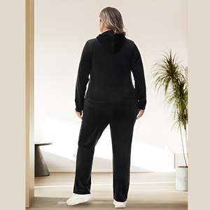 Ensemble de survêtement personnalisé pour femmes 2 pièces grande taille veste à capuche zippée en velours de velours décontracté survêtement et pantalon de survêtement S-5XL - Product Image 3