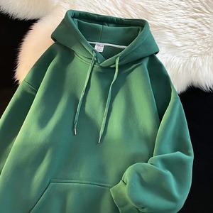 Sudadera con Capucha Bordada Verde Oscuro Estilo Hip-Hop para Hombre y Mujer, Estilo Urbano Informal, Holgada, Estilo Y2K, con Capucha, Orgánica, para Invierno - Product Image 3