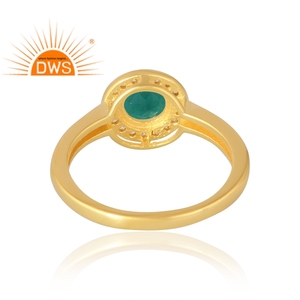 Latest Selling 925 Sterling <b>Silver</b> 18K Gold Plated Natural Cz & <b>Emerald</b> Gemstone <b>Ring</b> Demi Fine Jewelry Manufacturer - Product Image 2