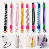 Dragonne de téléphone portable en nylon tressé coloré avec double clip et languette de fixation, accessoires DIY