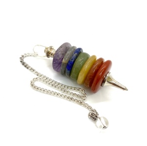 Péndulo de Disco Redondo de Cristal Natural Pulido de 7 Chakras, con Cadena de Metal, para Radiestesia y Meditación Curativa, Superventas - Product Image 6