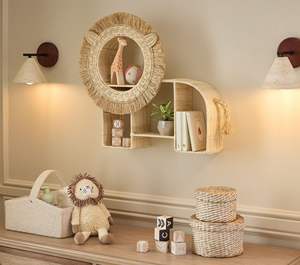 Delightful Lion Shaped Rattan <b>Wall</b> <b>Shelf</b> Handcrafted Wicker <b>Book</b> <b>Shelf</b> For Playing Room Skillful Decorative Accent For Kids Room - Product Image 3