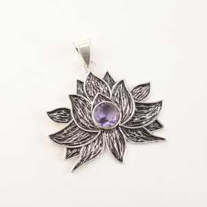 Collier en argent avec pierre précieuse iolite, argent sterling 925, pendentif oxydé, pierre de naissance de septembre, bijoux d'Halloween, bijoux pour femmes, IGI - Product Image 6