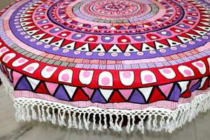 Premium Quality Compressed Modern 100% Cotton Round Beach <b>Towel</b> with Abstract Pattern for Beach <b>Travel</b> Gym Use - Product Image 2