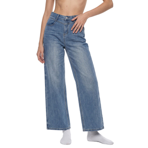 <b>Women's</b> High Waist <b>Baggy</b> Wide Leg <b>Jeans</b> Vintage Wash Denim Pants with Bow Decoration - Product Image 5