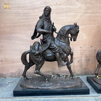 Statue de guerrier équestre en bronze antique, petit soldat sur cheval, sculpture pour décoration de la maison