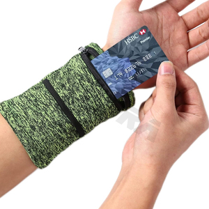 Double Side Wrist Wallet Pouch Wrist Support Pocket Wristband Badminton Tennis <b>Sweatband</b> Gym Cycling Running Phone Arm Band Bag - Product Image 1