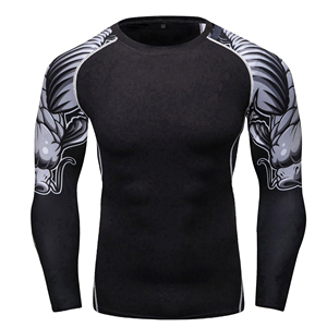 Nueva Impresión de desgaste de compresión Sublimado Rash Guard Precio bajo Alta calidad Rash Guard para hombres con logotipo personalizado - Product Image 4
