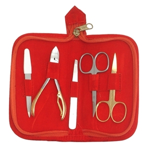 Juego de instrumentos de pedicura para manicura chapados en oro de primera calidad, 5 uds., herramientas de acero inoxidable, bolsa de cuero Artificial, venta completa, belleza de uñas - Product Image 5
