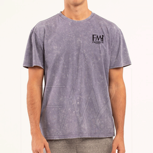 Drop Shoulder Hombres Camisetas lavadas con ácido 100% Algodón O-cuello Camisetas de alta calidad con tela personalizable - Product Image 1