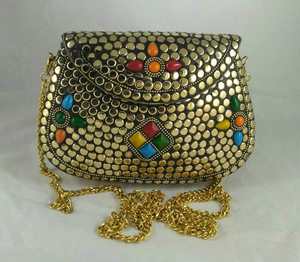 Wholesale Handmade Metal <b>Clutch</b> Women's Fashion <b>Bags</b> and Wallet Customized High Quality Customised Size & Shape Green & Blue - Product Image 5